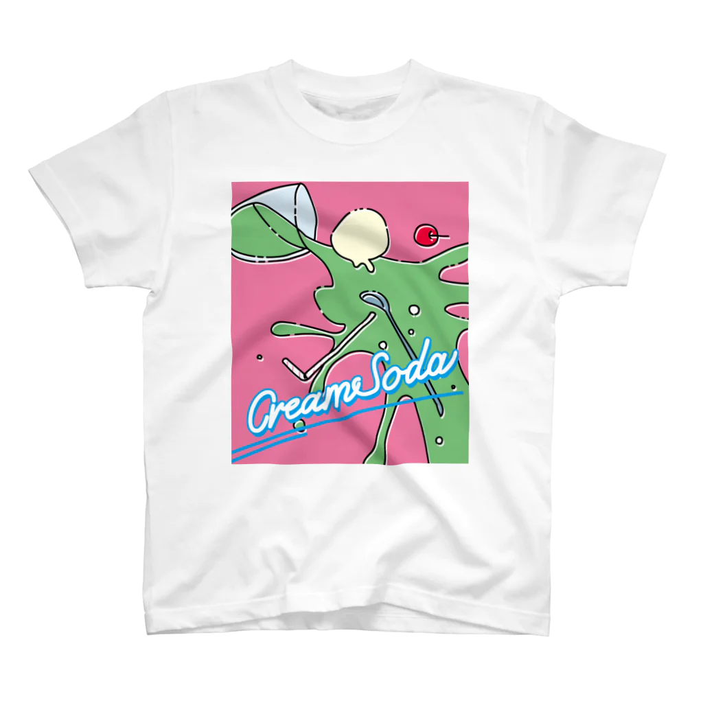 みけんこのぶちまけクリームソーダピンク スタンダードTシャツ