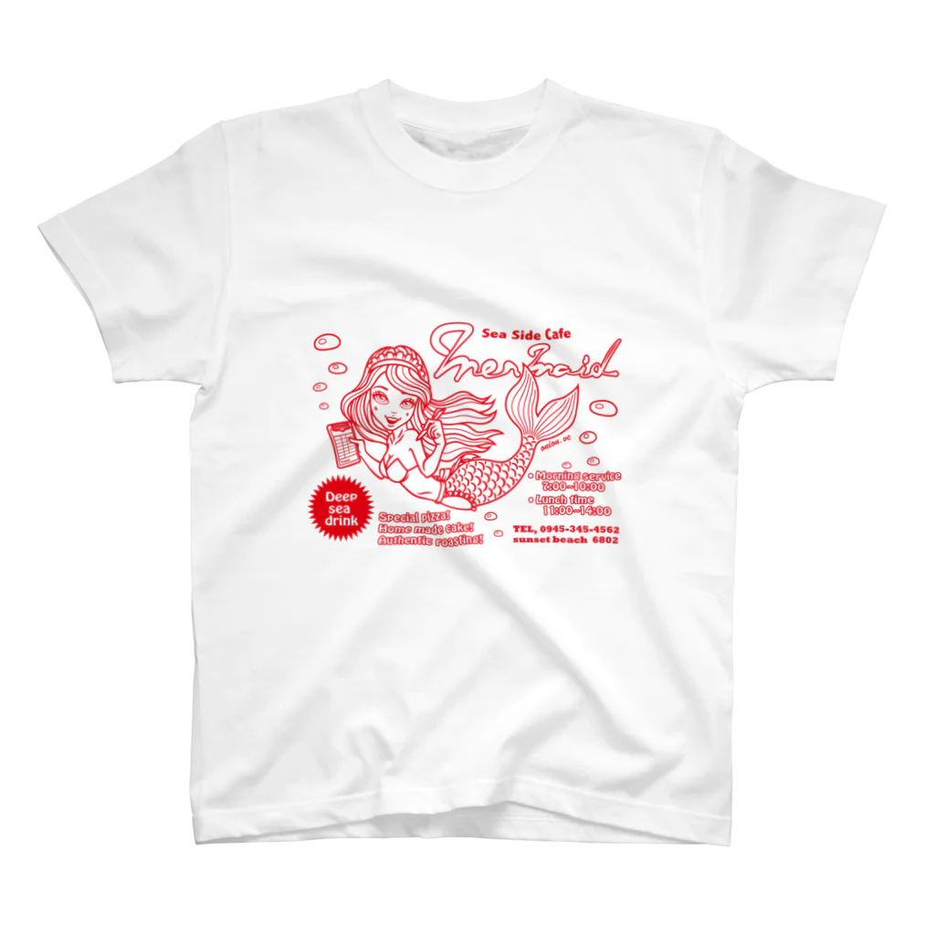 onion.vcのSea Side Cafe Mermaid  (red) スタンダードTシャツ