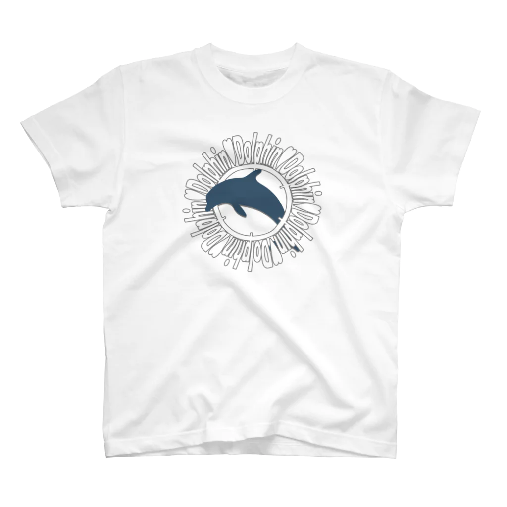 イルカのTシャツ屋さん🐬のイルカの輪くぐりネイビー スタンダードTシャツ