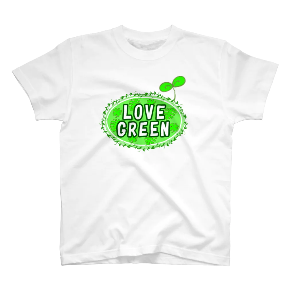 DREAMERの雑貨屋さんのLOVE　GREEN　（ふたば） Regular Fit T-Shirt