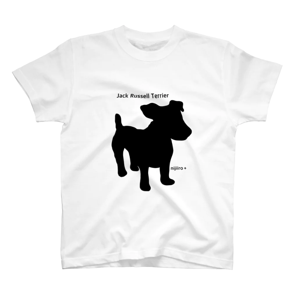 虹色PLUSのジャックラッセルテリア 犬のシルエット スタンダードTシャツ