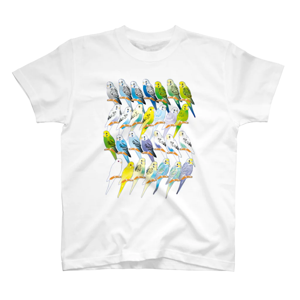 piyopiyobrandのセキセイインコいろいろ スタンダードTシャツ