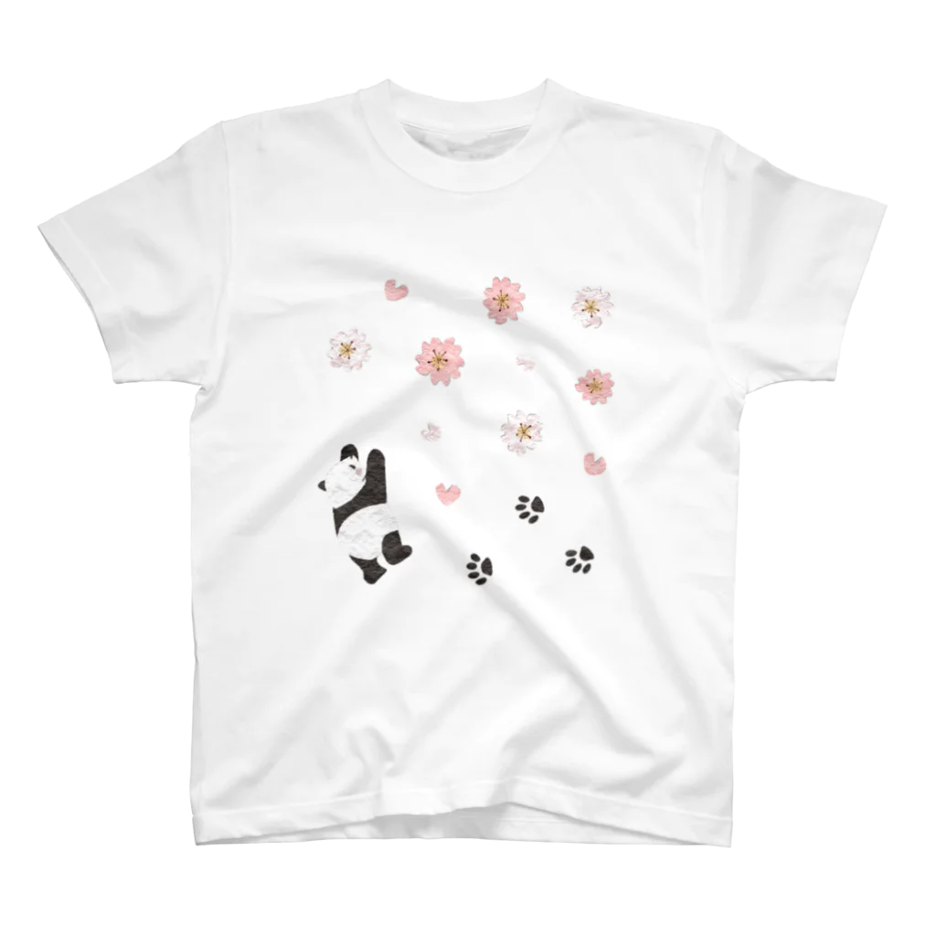 田中ザビエル世界のどうぶつの桜咲くパンダ スタンダードTシャツ