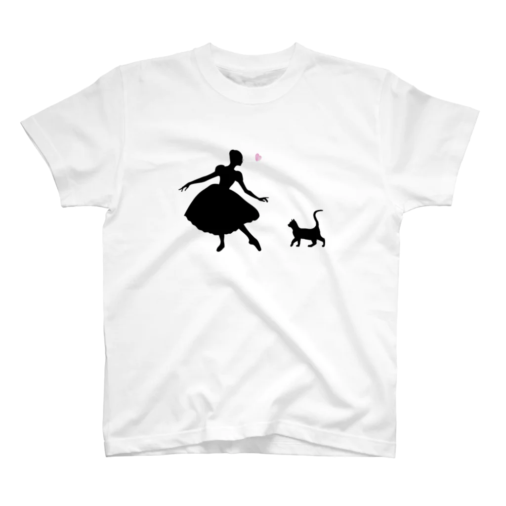 バレエシルエット ballet*pointe_pon*のねこ×バレリーナ スタンダードTシャツ