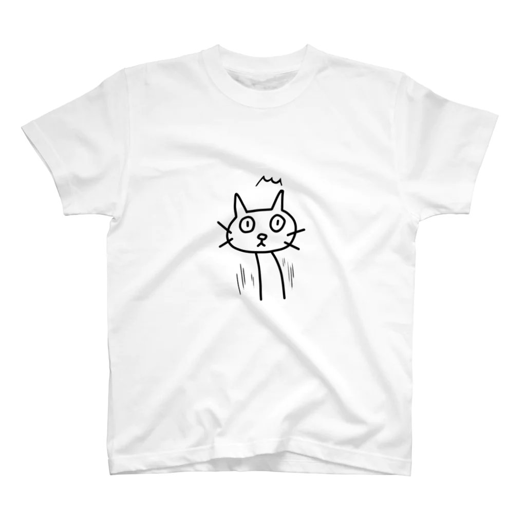 白玉 まめこのびびりネコ スタンダードTシャツ