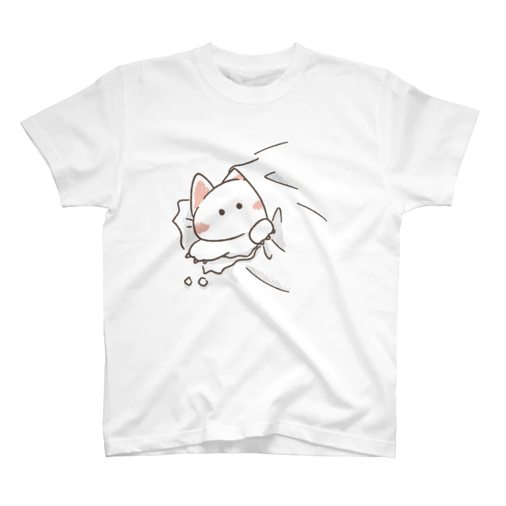 ねこ猫屋さんの突き破りネコさん スタンダードTシャツ