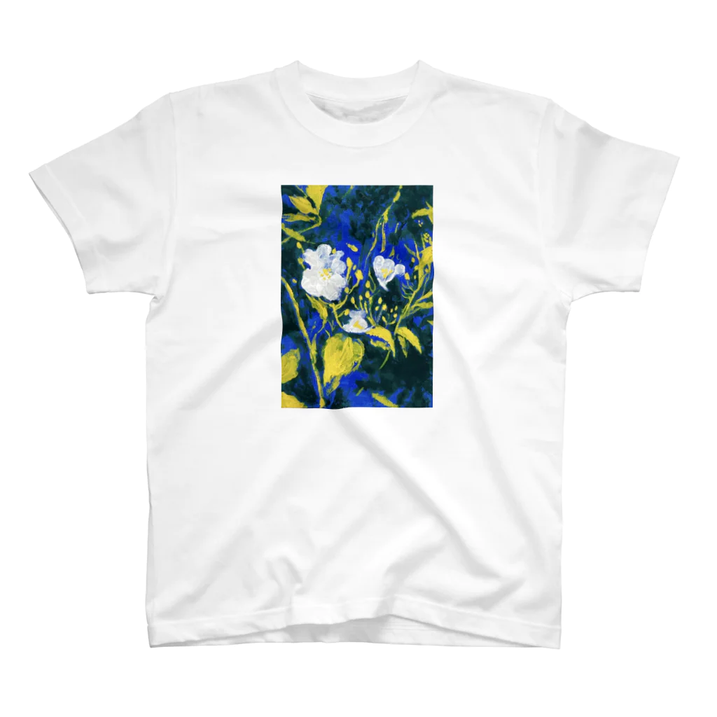 kitsuneの青と白の花 スタンダードTシャツ