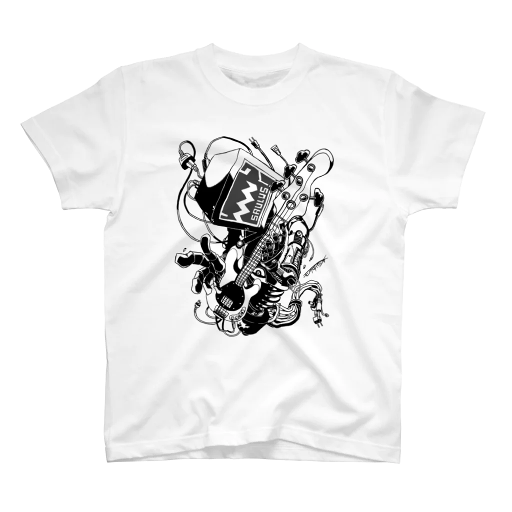白黒灰脂オリジナルイラストグッズSHOP『熊猫動物園』の【ROCKOLOID SAULUS】type-BASS Regular Fit T-Shirt
