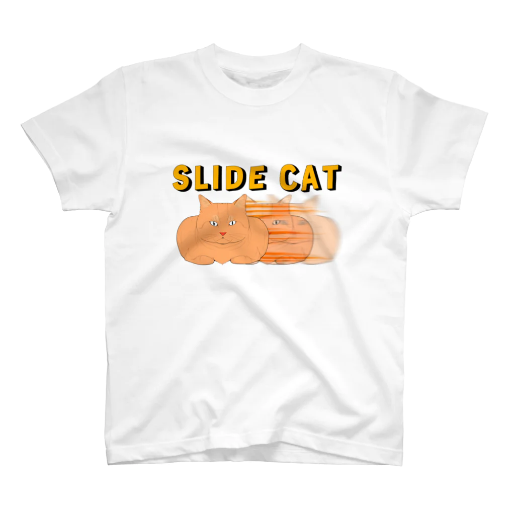 ときお✍︎🦍の横滑り猫Tシャツ- SLIDE CAT Regular Fit T-Shirt