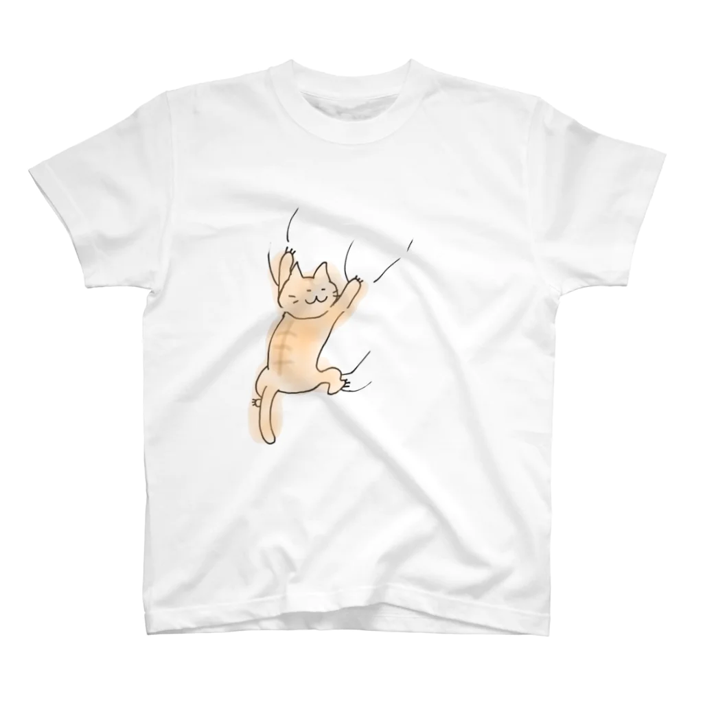 しろモフ屋のねこがしがみつくシリーズ（大） スタンダードTシャツ