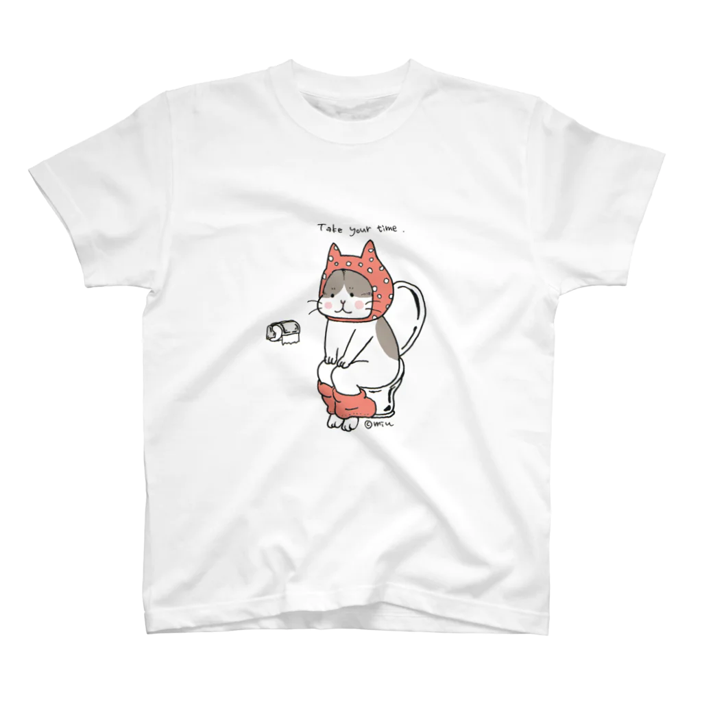 ほっかむねこ屋（アトリエほっかむ）のトイレねこ　桃色 スタンダードTシャツ