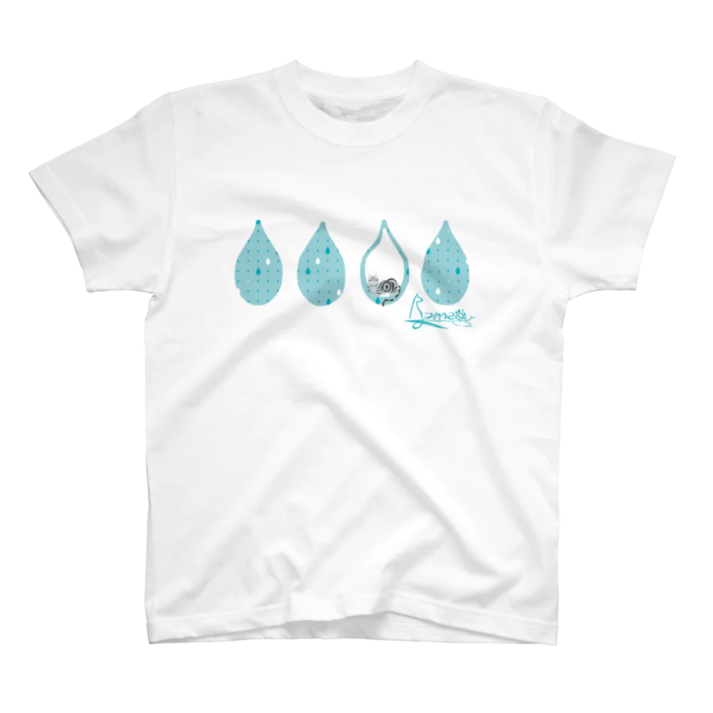 frmeowのTear Drop[LightBlue-American Shorthair] Regular Fit T-Shirt