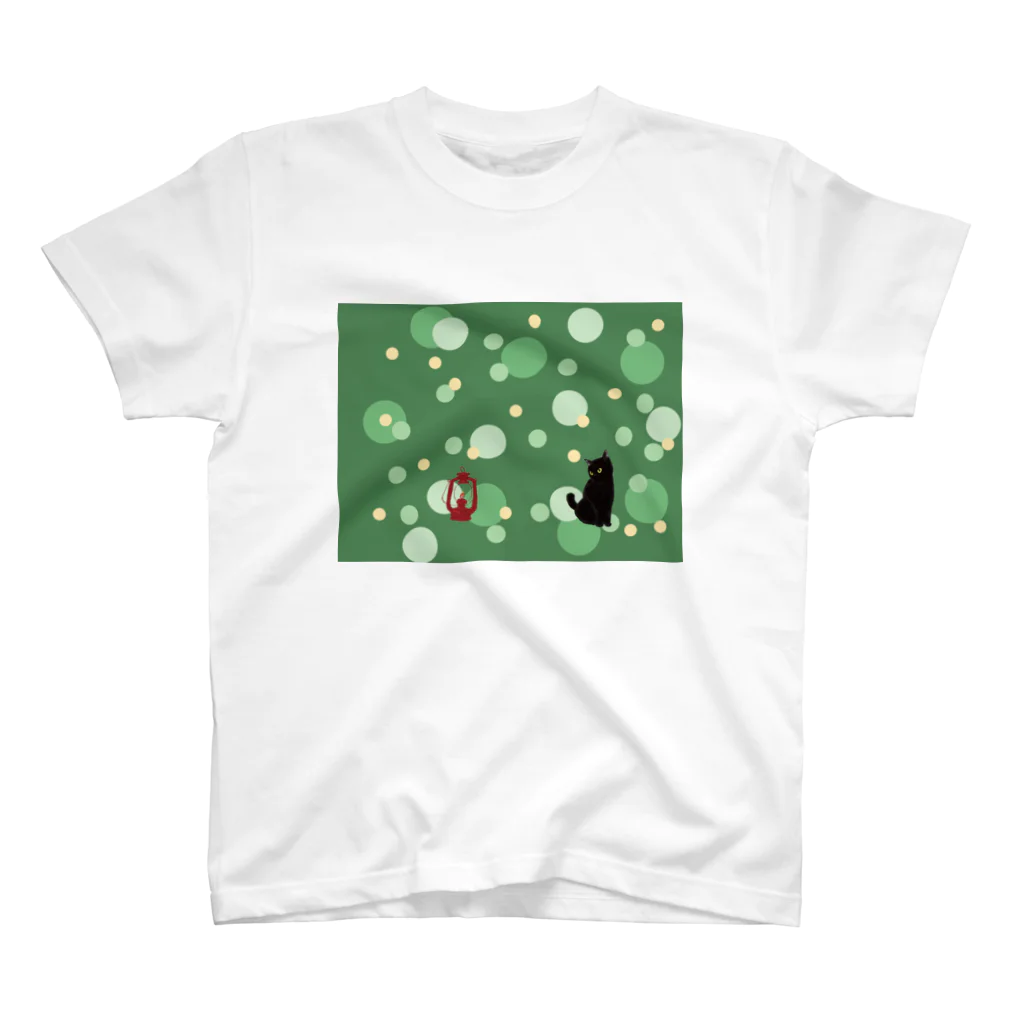 WAMI ARTのネコランタン緑 スタンダードTシャツ