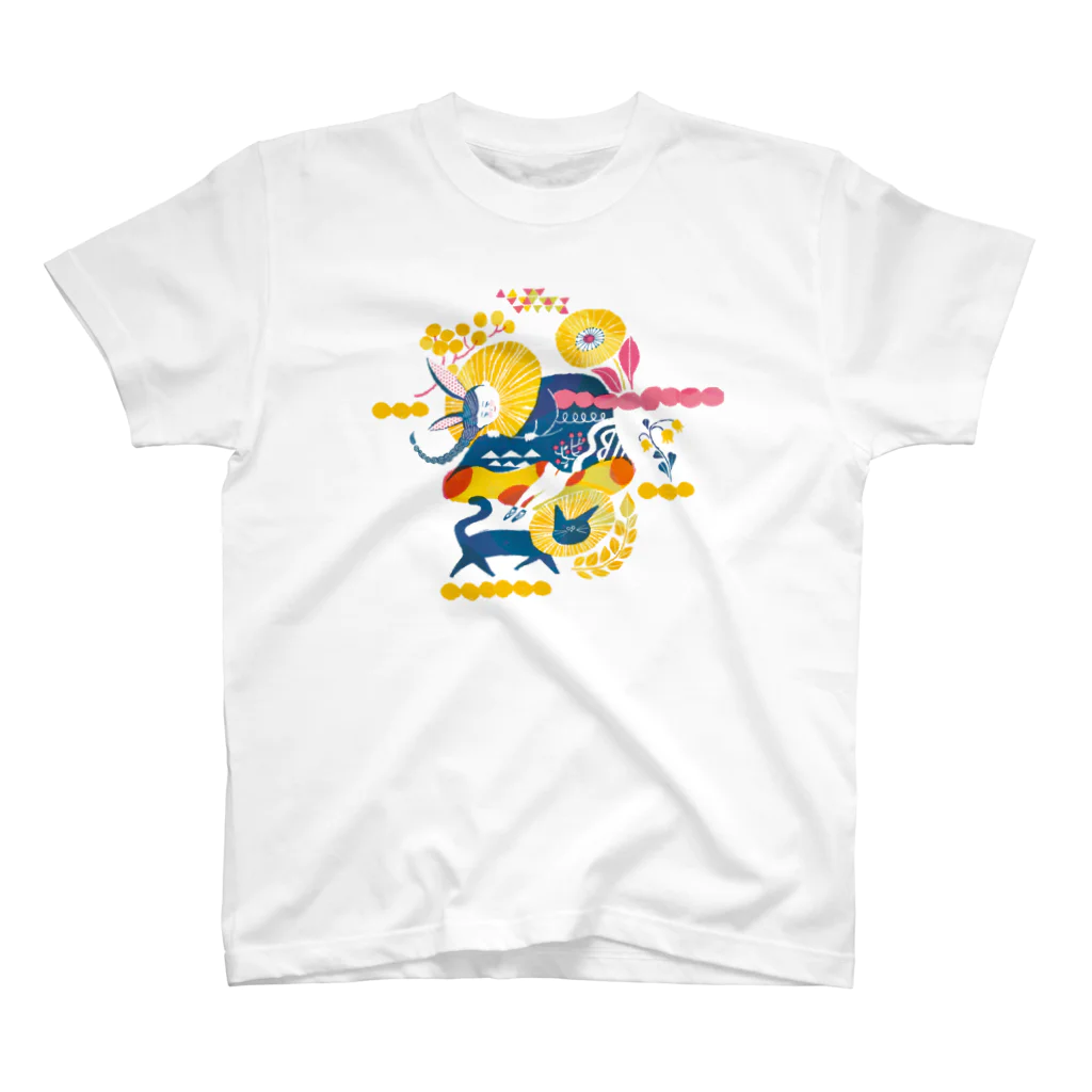 asako-shopのウサミミ女の子とねこ スタンダードTシャツ