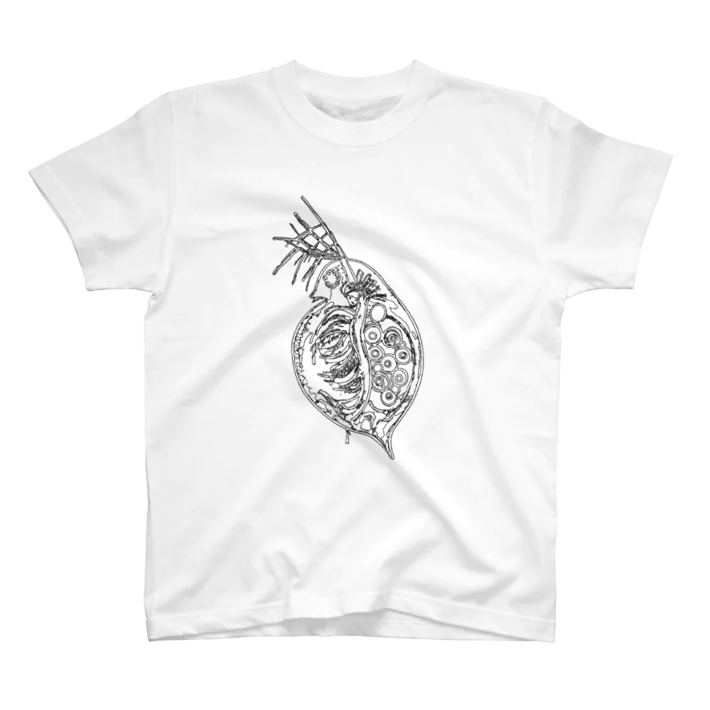魅惑の微生物の線画　ミジンコ 티셔츠
