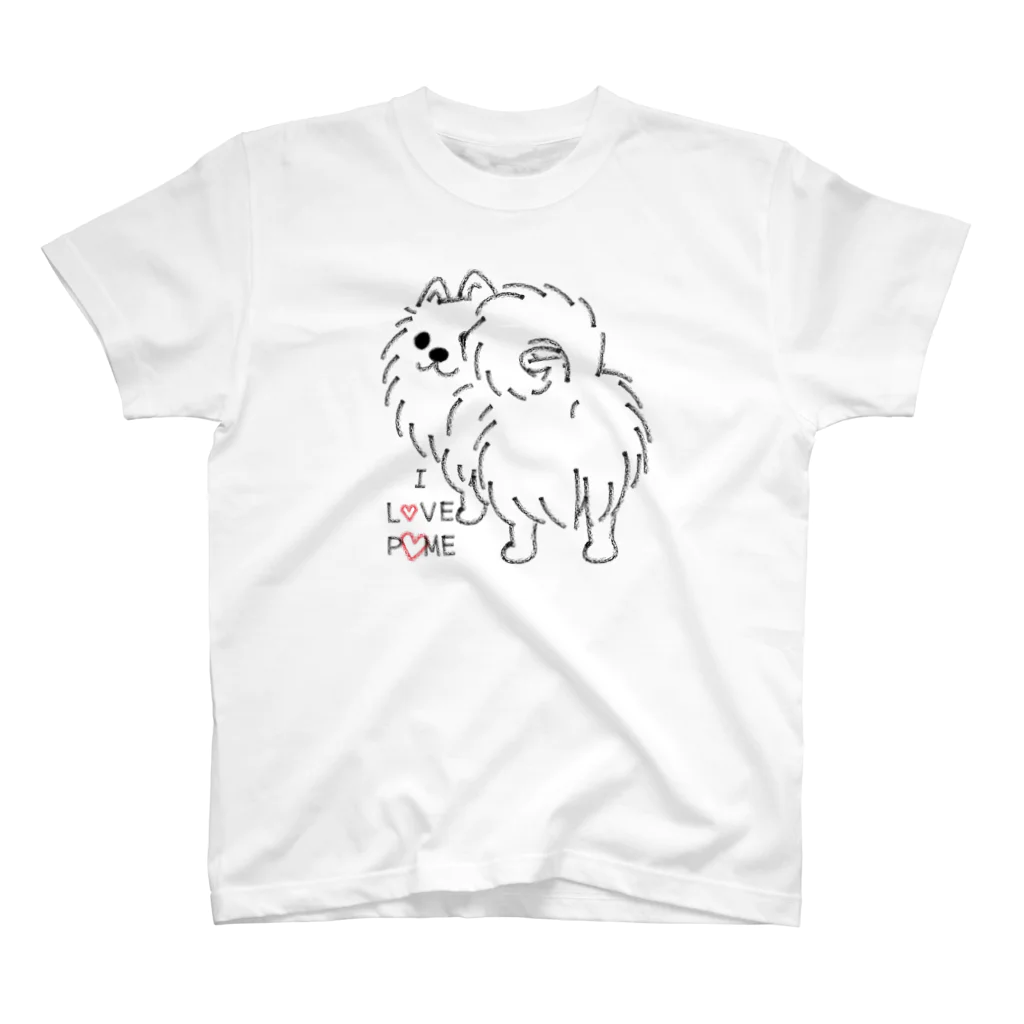 イラスト MONYAAT のいつも見ている ポメラニアン L スタンダードTシャツ