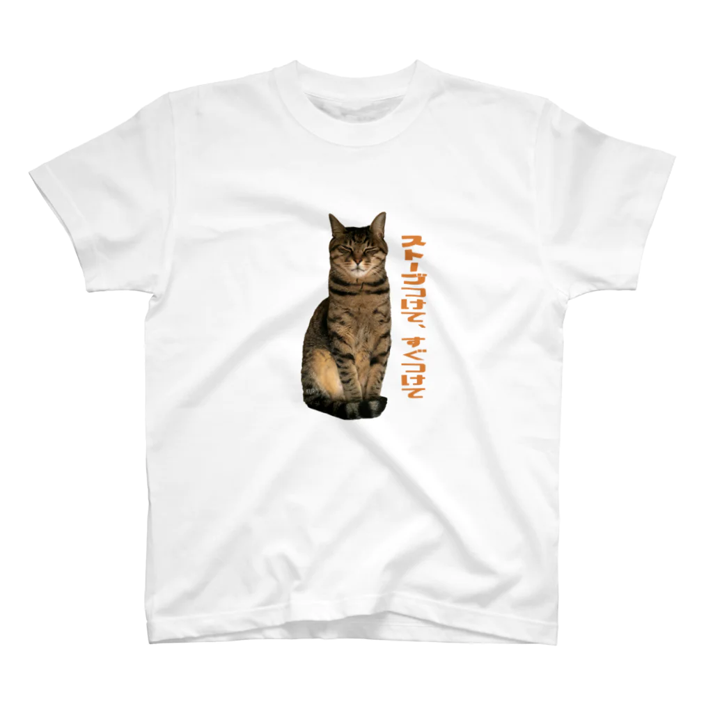 Moto@猫とバイクのVideologのクロのストーブ要求 スタンダードTシャツ