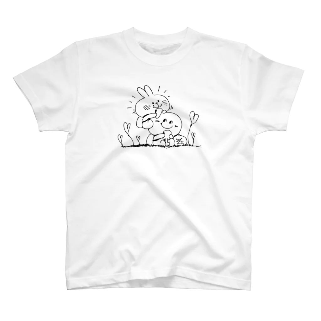 AKIRAMBOWのSpoiled Rabbit Stick / あまえんぼうさちゃん くっつき  スタンダードTシャツ