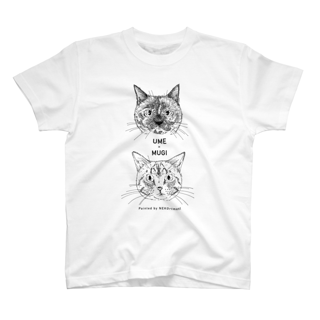 NEKO rtmentの2CATS(UME & MUGI)縦 T-Shirt