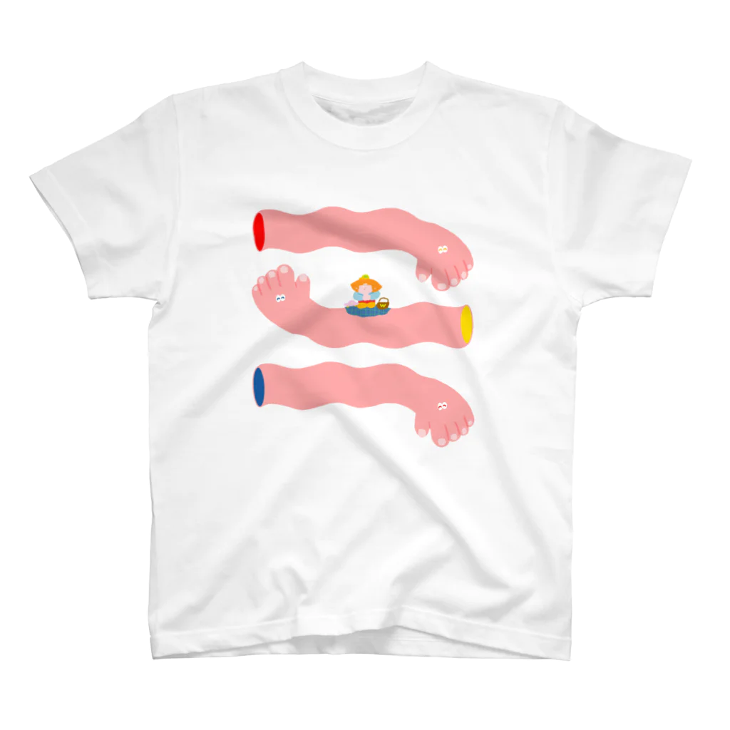 わちゃぽ宇宙人/シマダソラシドの🍙真ん中でピクニック🍙 スタンダードTシャツ