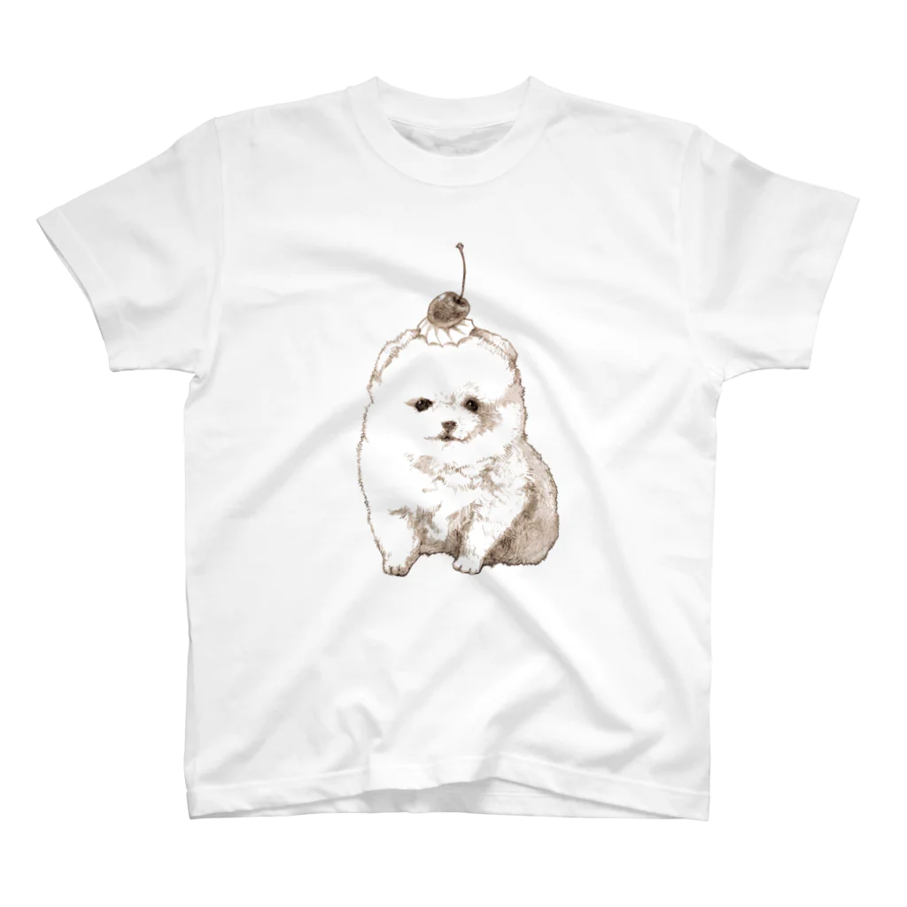 たなか まちのポメラニアンのプリンちゃん（セピア） Regular Fit T-Shirt