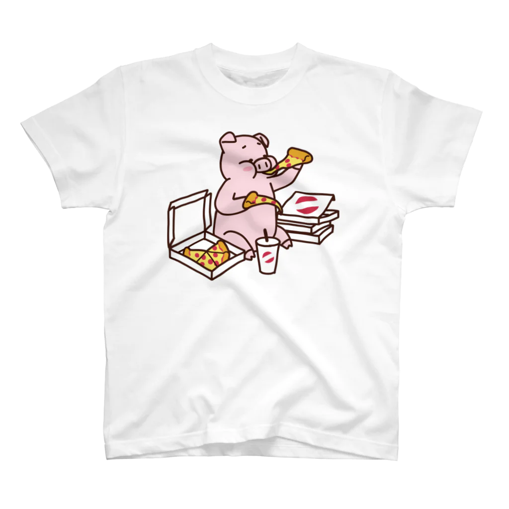 ichomaeのピザを食べるブタ（カラー） Regular Fit T-Shirt
