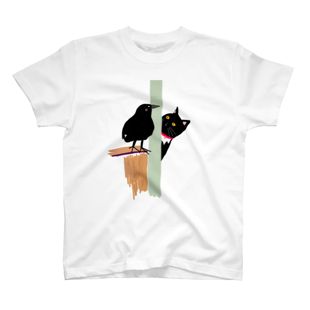 小鳥と映画館のカラスと猫 スタンダードTシャツ