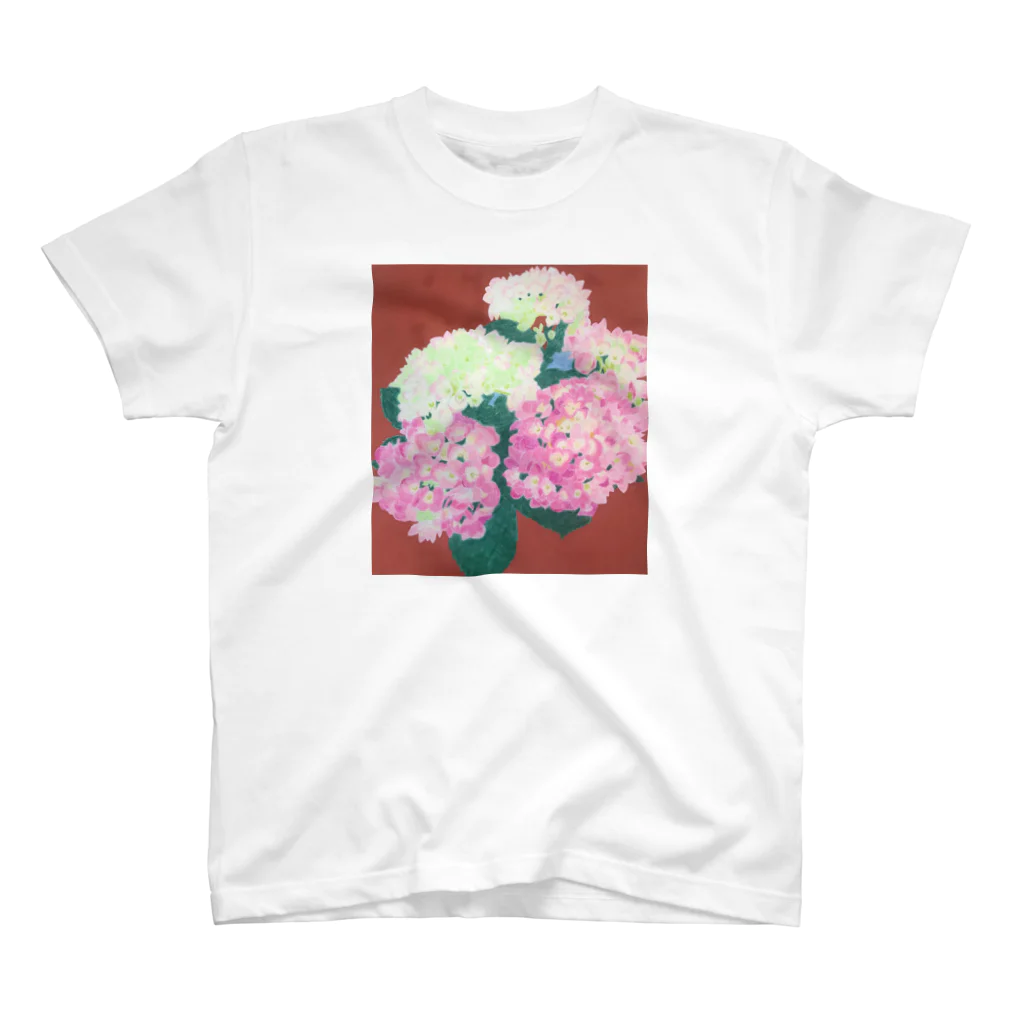 makiko-ekoyomiのピンクの紫陽花 スタンダードTシャツ