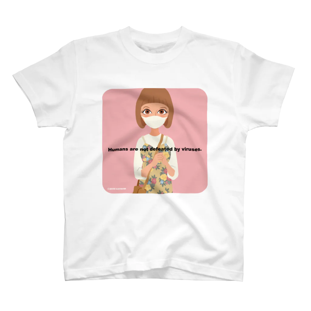 Quatre Illustrationのマスクの女の子01 スタンダードTシャツ