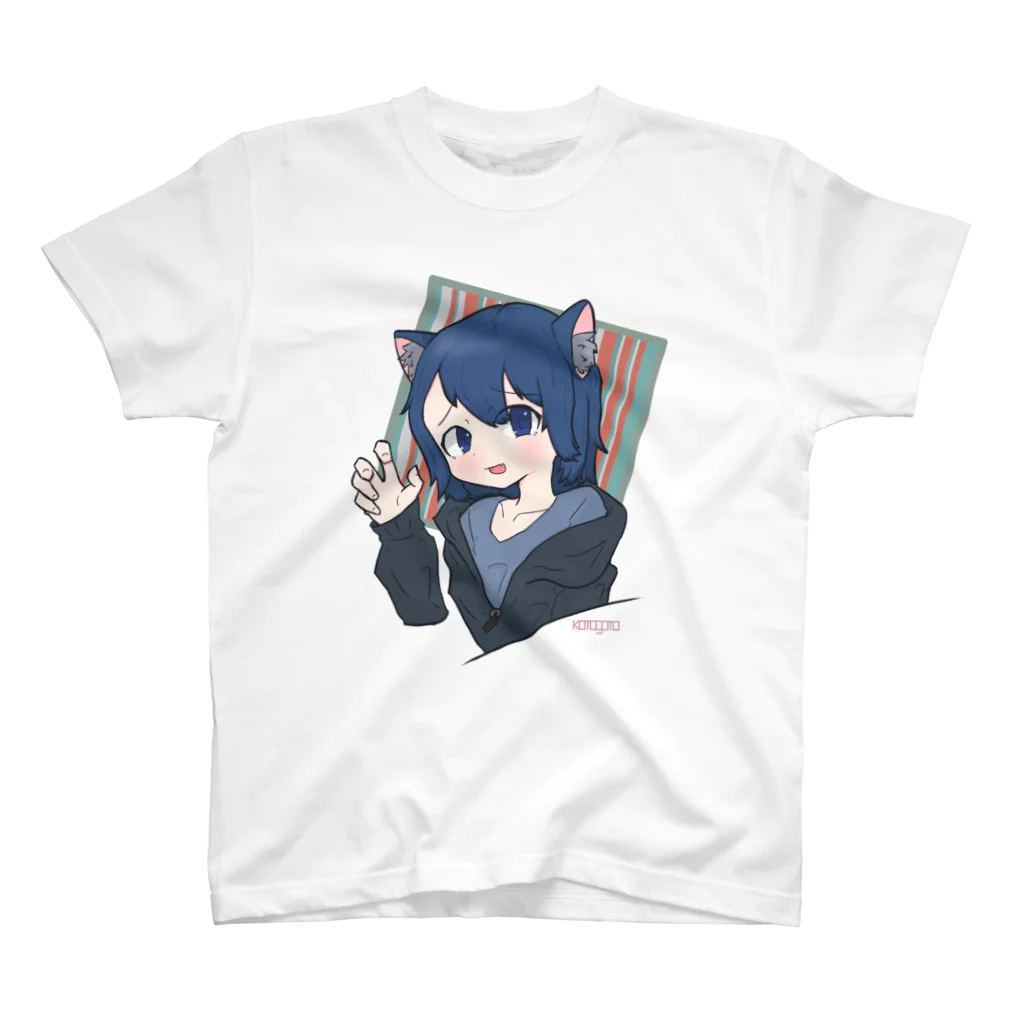 尽君™のパーカーを着た猫耳ボーイのTシャツ スタンダードTシャツ