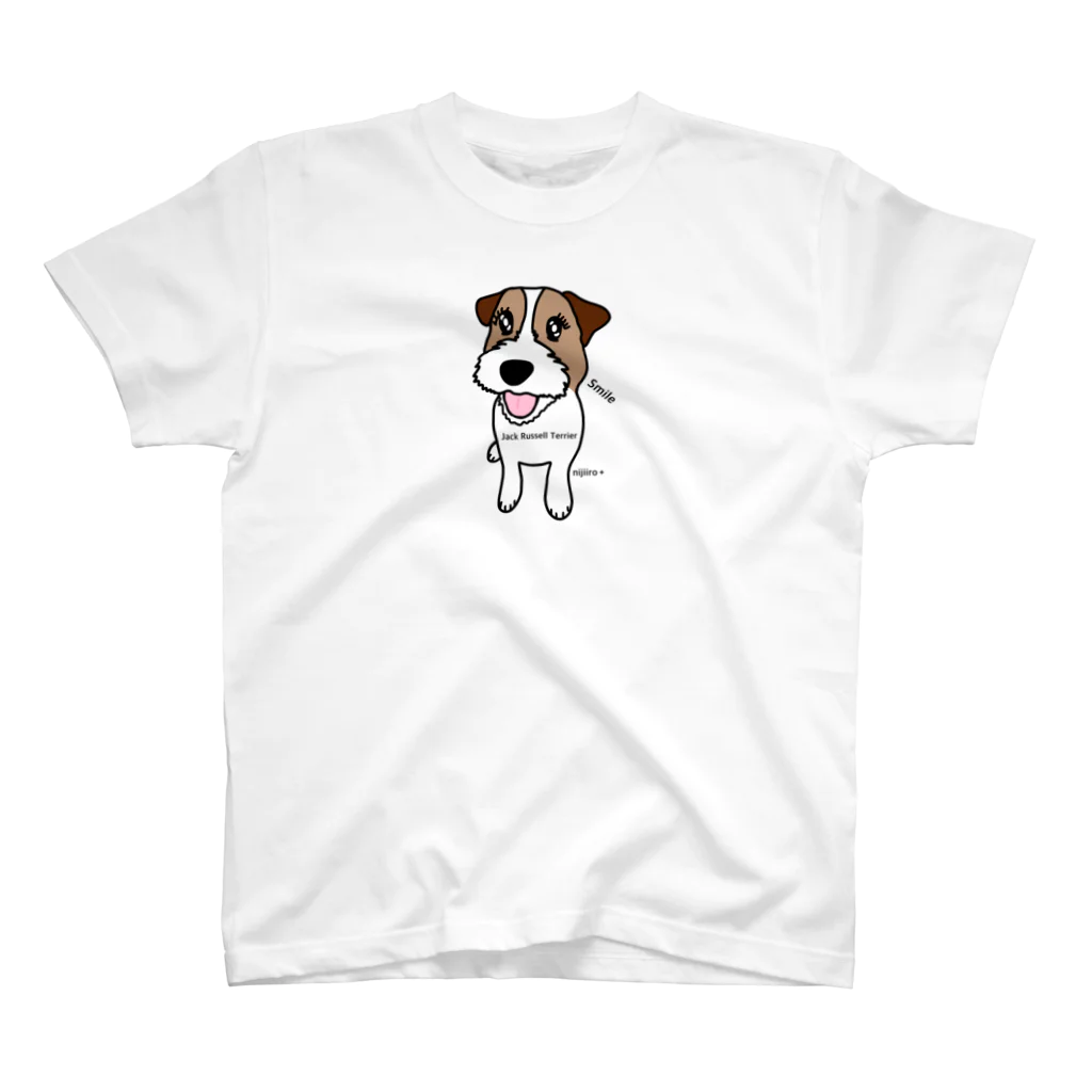 虹色PLUSのスマイル かわいいジャックラッセルテリア犬 スタンダードTシャツ