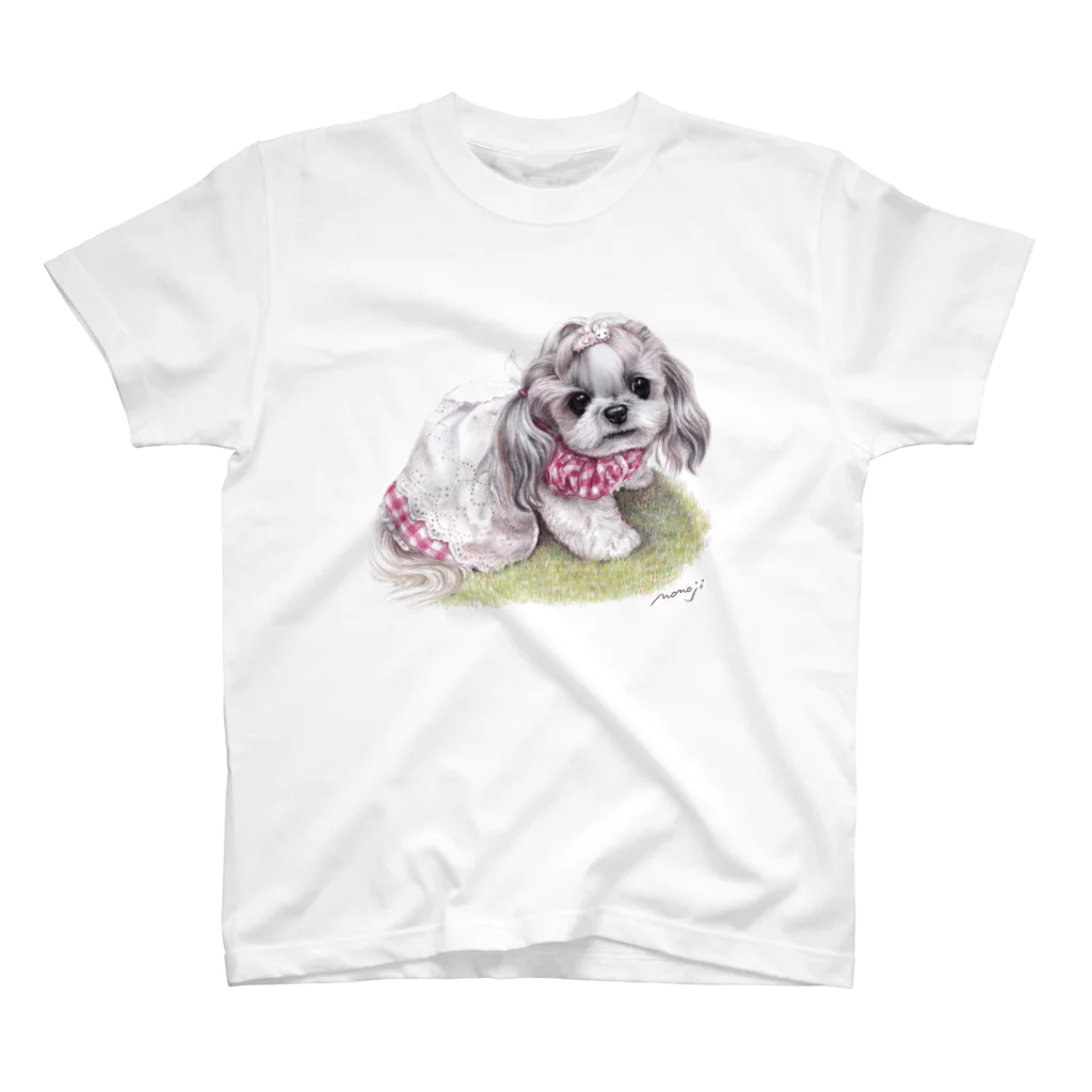 Momojiの犬画のシーズー76 スタンダードTシャツ