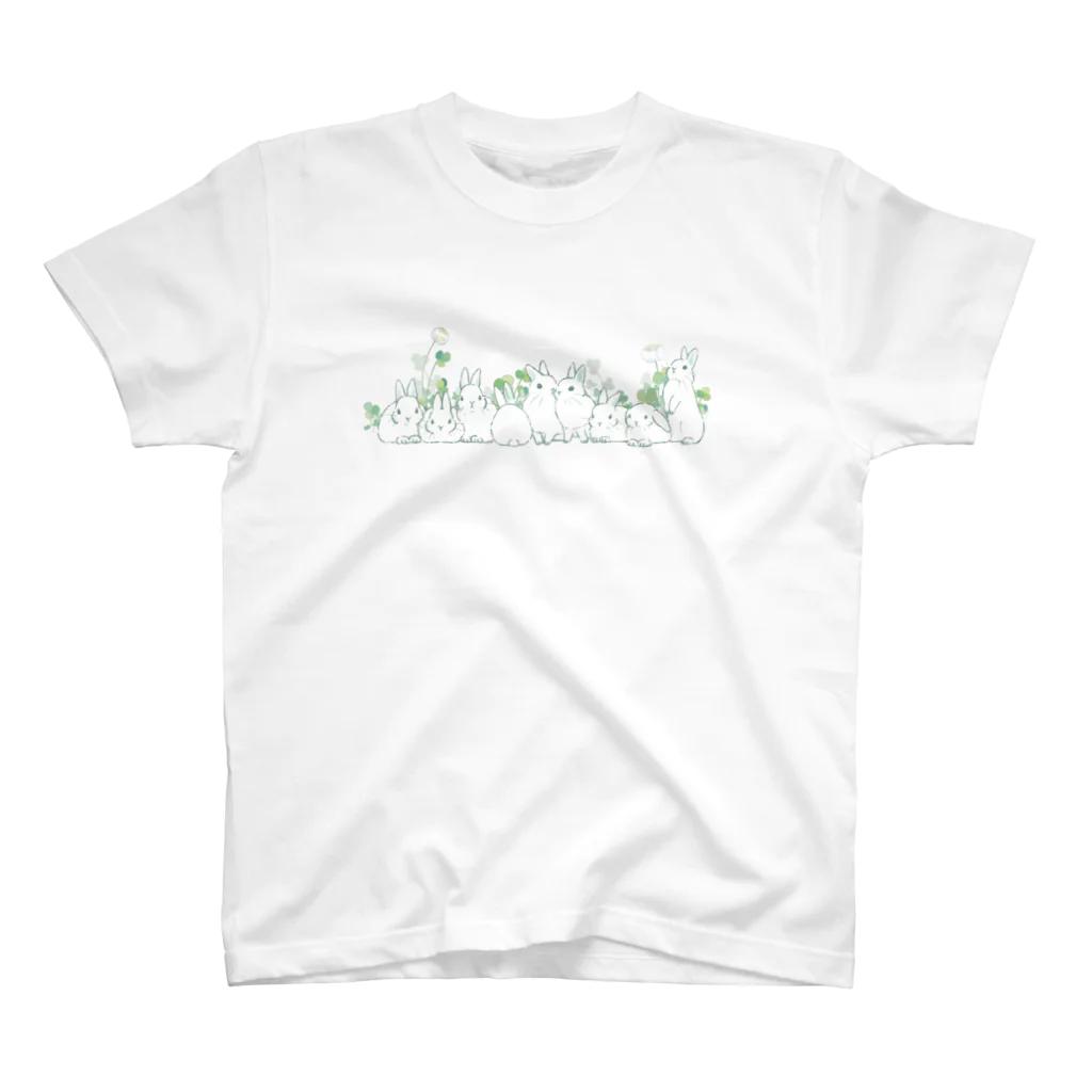 MAHiNAの白いうさぎさんたち(緑) スタンダードTシャツ