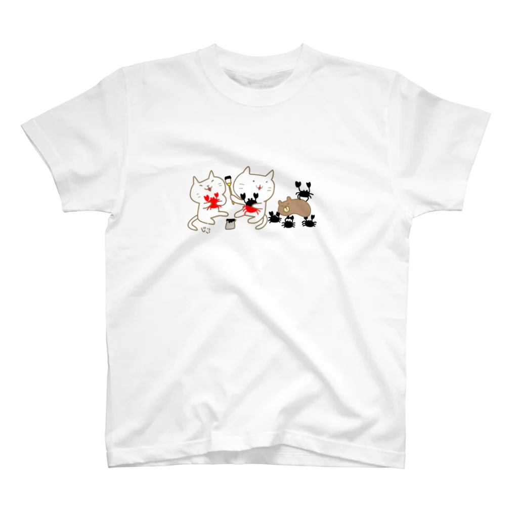 Hello Happy Catのじろにゃんたちとちゃめし〜とカニ Regular Fit T-Shirt