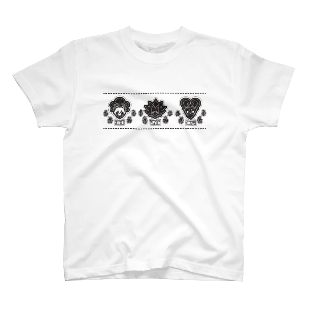 トンガリゴートの狸・狐・猫-黒- Regular Fit T-Shirt