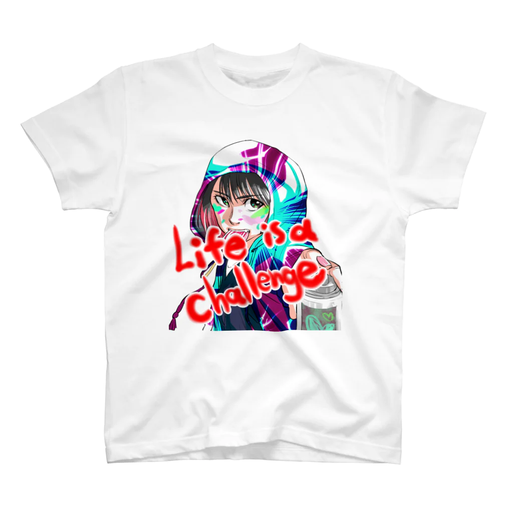 どでんちゃんのデザインショップ👩‍🎨のLife is a challenge スタンダードTシャツ