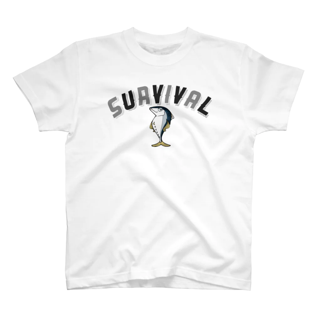 ムノウのSURVIVAL 〜鯖、威張る〜  グレーっぽい Regular Fit T-Shirt