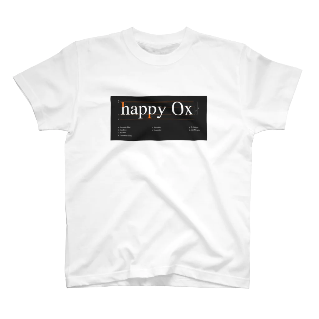 ryo watanabe | 渡辺竜の「happy Ox」タイポグラフィ スタンダードTシャツ