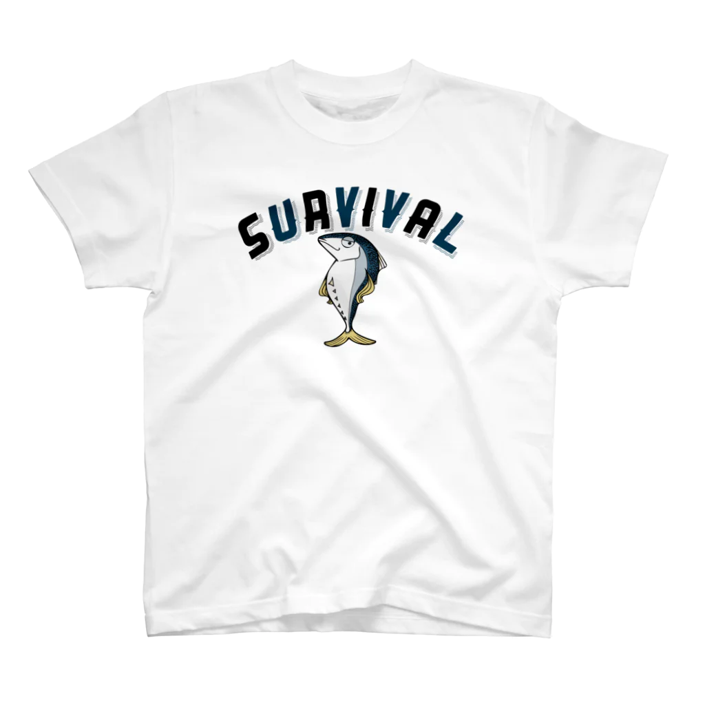 ムノウのSURVIVAL〜鯖、威張る〜 青っぽい スタンダードTシャツ