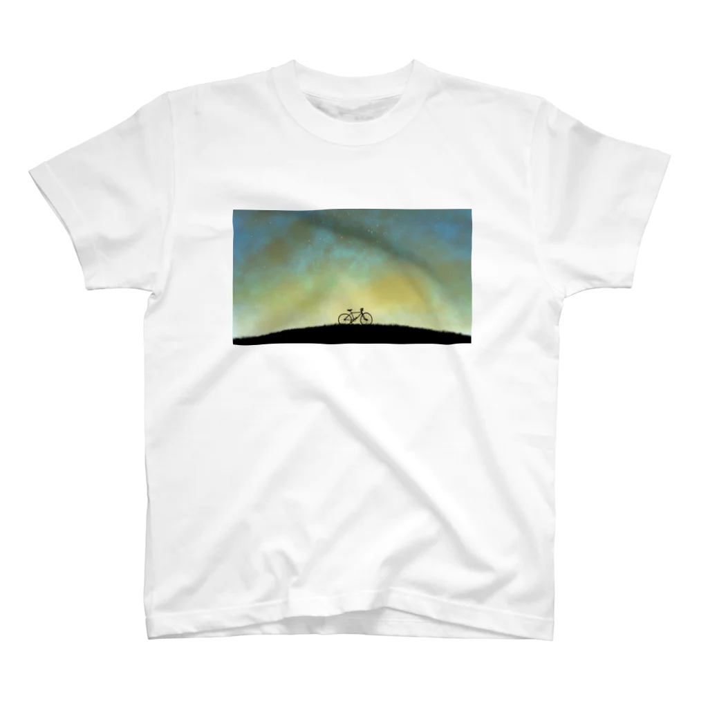 Paddy Fieldの自転車と夜空 スタンダードTシャツ