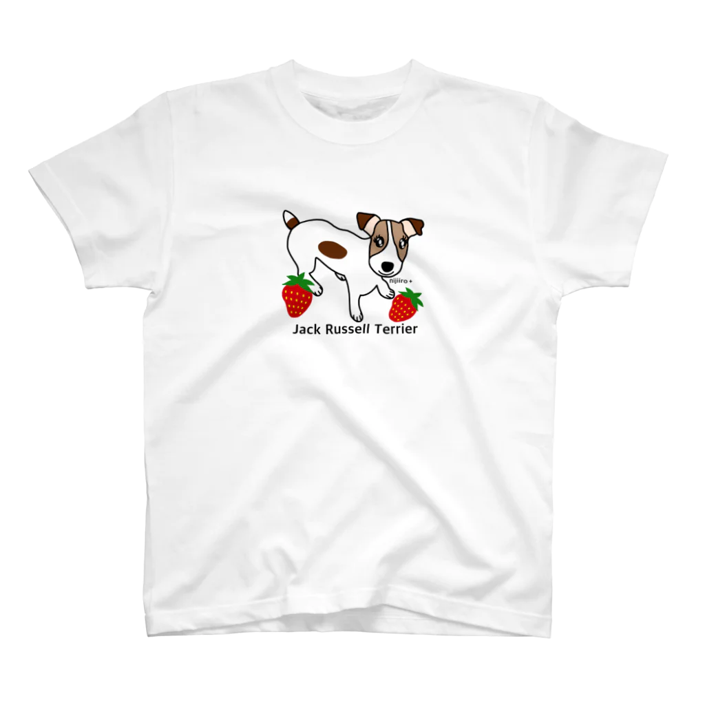 虹色PLUSのかわいい犬ジャックラッセルテリアと苺 Regular Fit T-Shirt