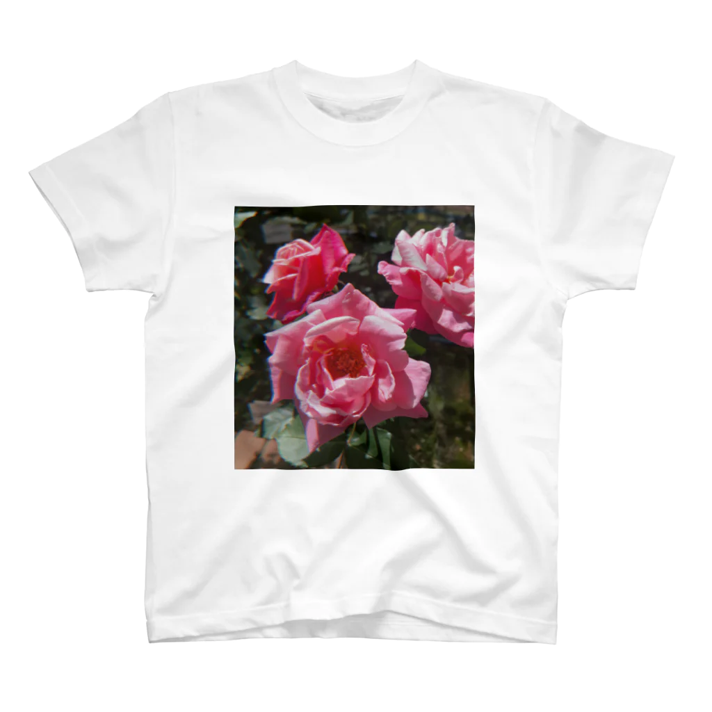 その日暮らし。の薔薇のお花 ピンク スタンダードTシャツ