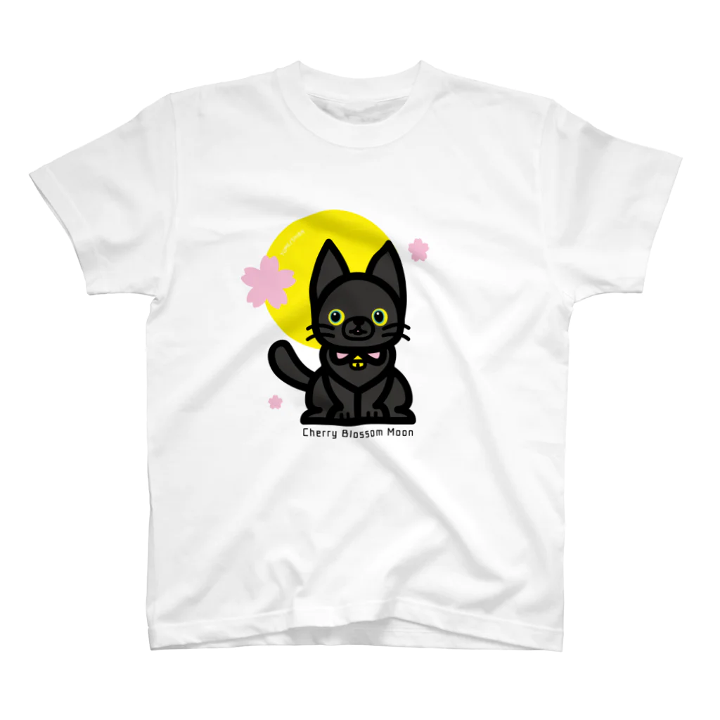 夢見る柴犬のCherry-Blossom-Moon Regular Fit T-Shirt