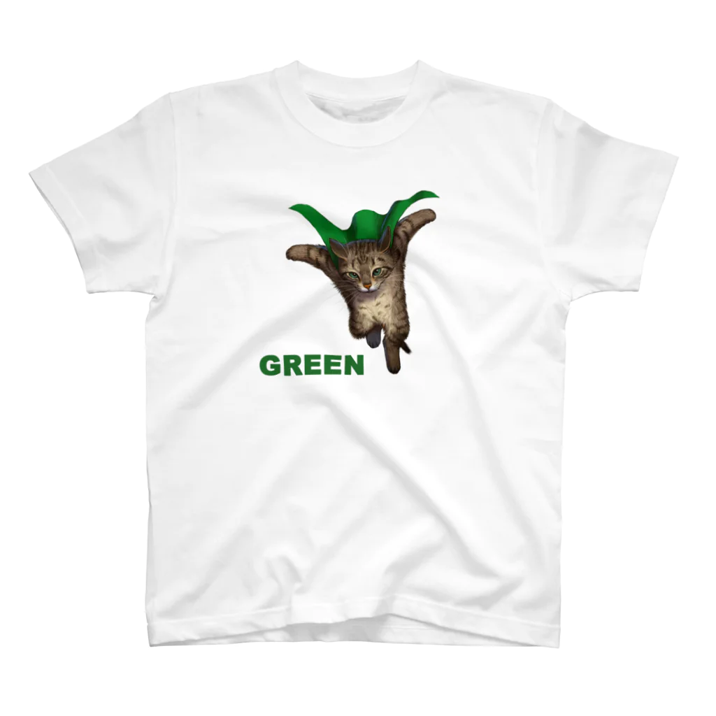 瞬くの店❤️のミャウレンジャー　グリーン Regular Fit T-Shirt