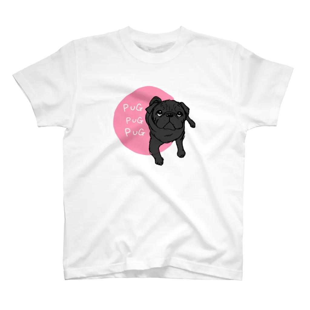 Ayumi HIdakaのPUGPUGPUG 黒パグ✖️ピンク スタンダードTシャツ