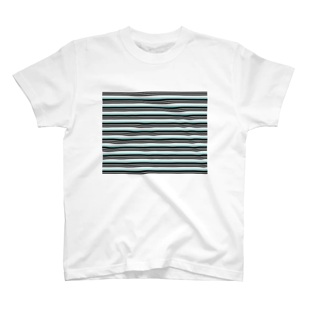 many many stripes.のボーダー水色 Regular Fit T-Shirt