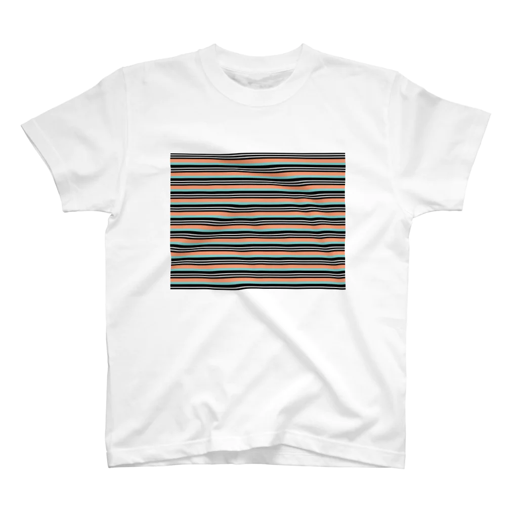 many many stripes.のボーダー水色ピンク スタンダードTシャツ