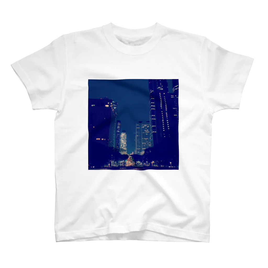 メンタルつらつらと夜景のShinjyuku-blue (park ver.) Regular Fit T-Shirt