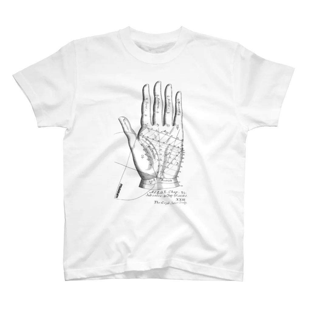 wnasnwの「左手の手相図」 Palmistry chart of left hand スタンダードTシャツ