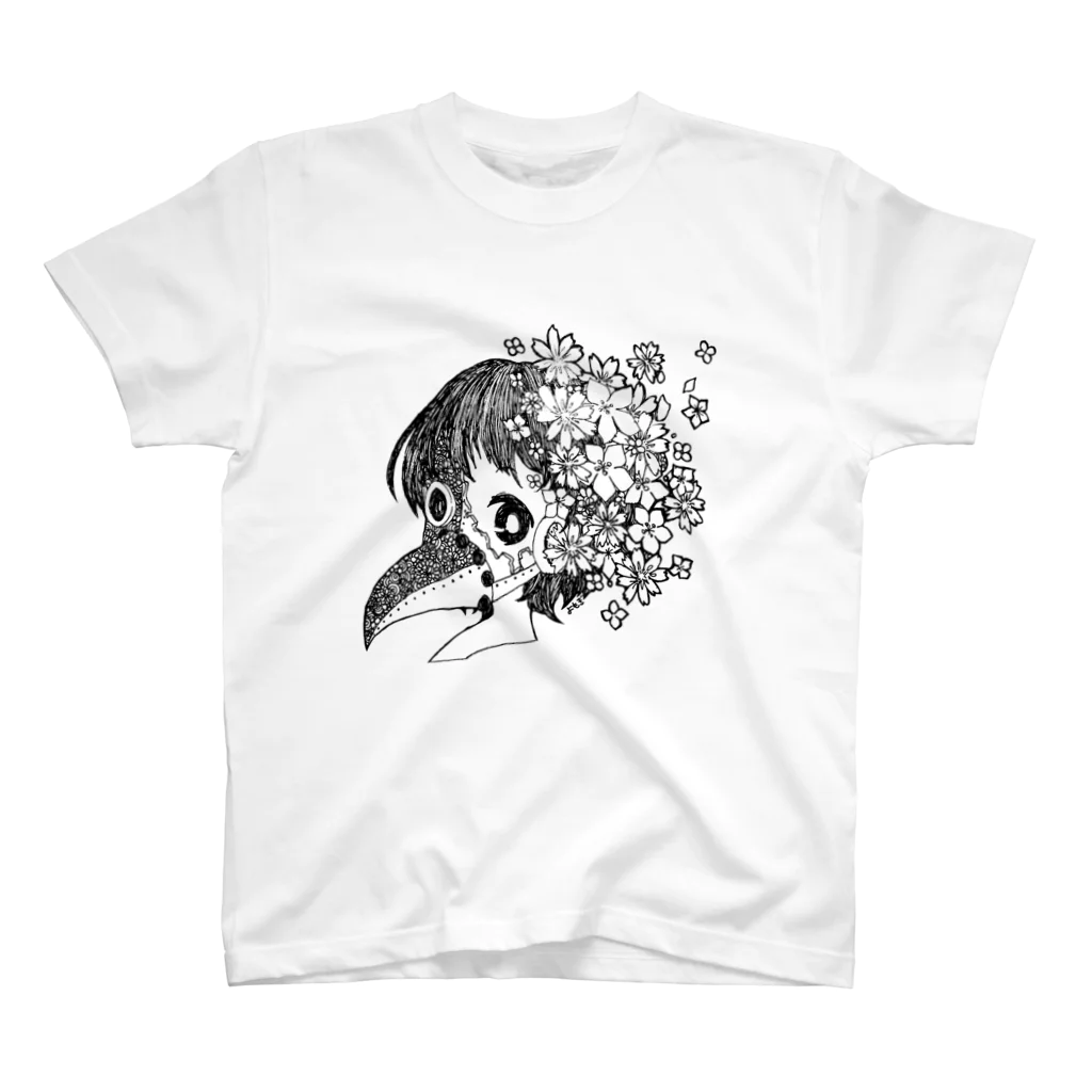 よもぎのペストマスクとお花がいっぱい スタンダードTシャツ